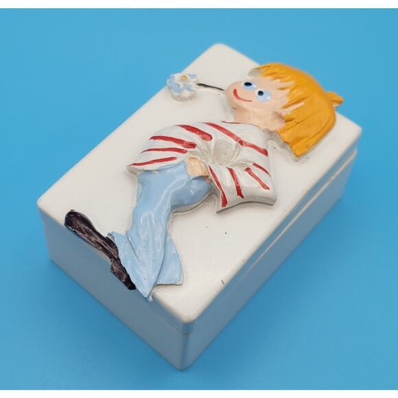 Vintage Lisolachenonce Italian Hand Painted Rare Whimsical Ceramic Trinket Box - Picture 15 of 16